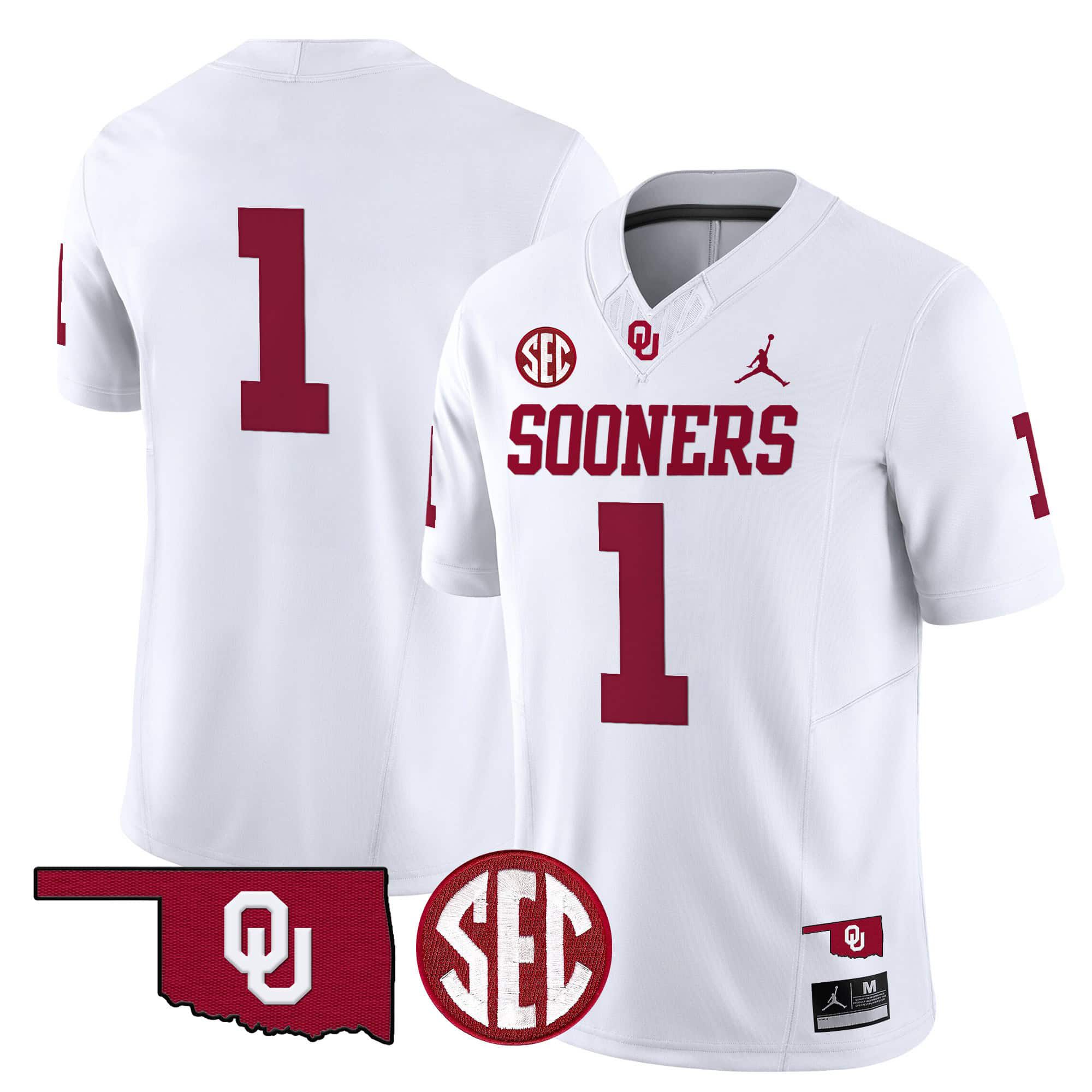 Men Oklahoma Sooners #1 No Name White 2024 Vapor Limited NCAA Jersey->ncaa teams->NCAA Jersey